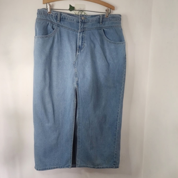 Shein Curve High Waist Split Thigh Denim Jean Skirt - Picture 5 of 13